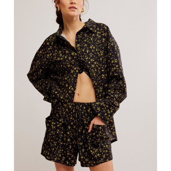 Free People Black Floral Pajama Set - Picture 2 of 8